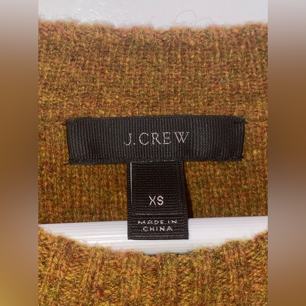 J. Crew Women's Wool Cable Knit Fisherman Mustard Brown Crewneck Sweater XS - Picture 6 of 11